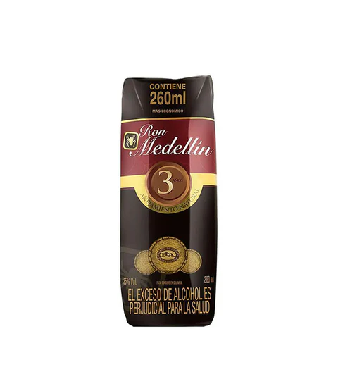 Ron Medellin 3 Años Cuarto 260 Ml