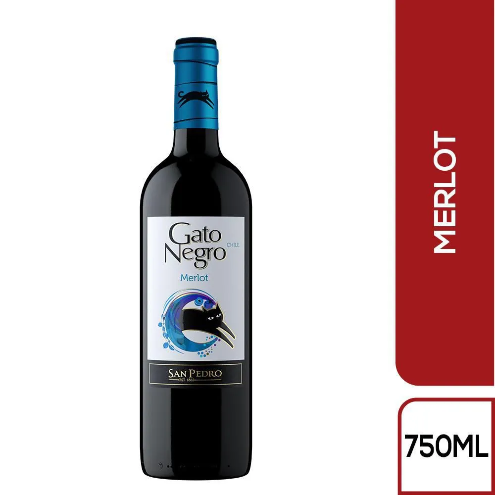 Vino Gato Negro Merlot 750 Ml