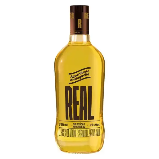 [REALAM12587985] Aguardiente Antioqueño Real 24 grados Sin Azucar Amarillo  750 Ml