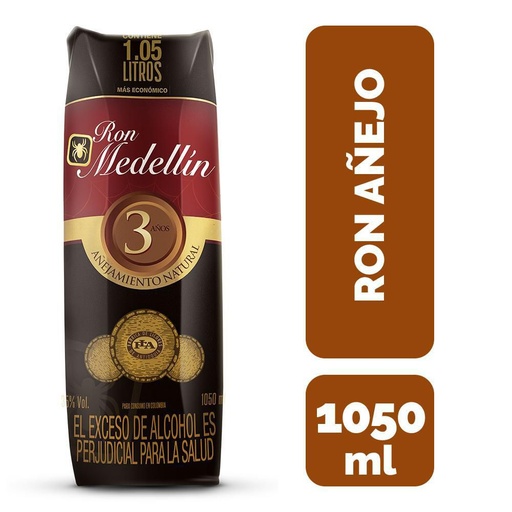 [RN00030] Ron Medellin 3 Años Tetra 1050 Ml